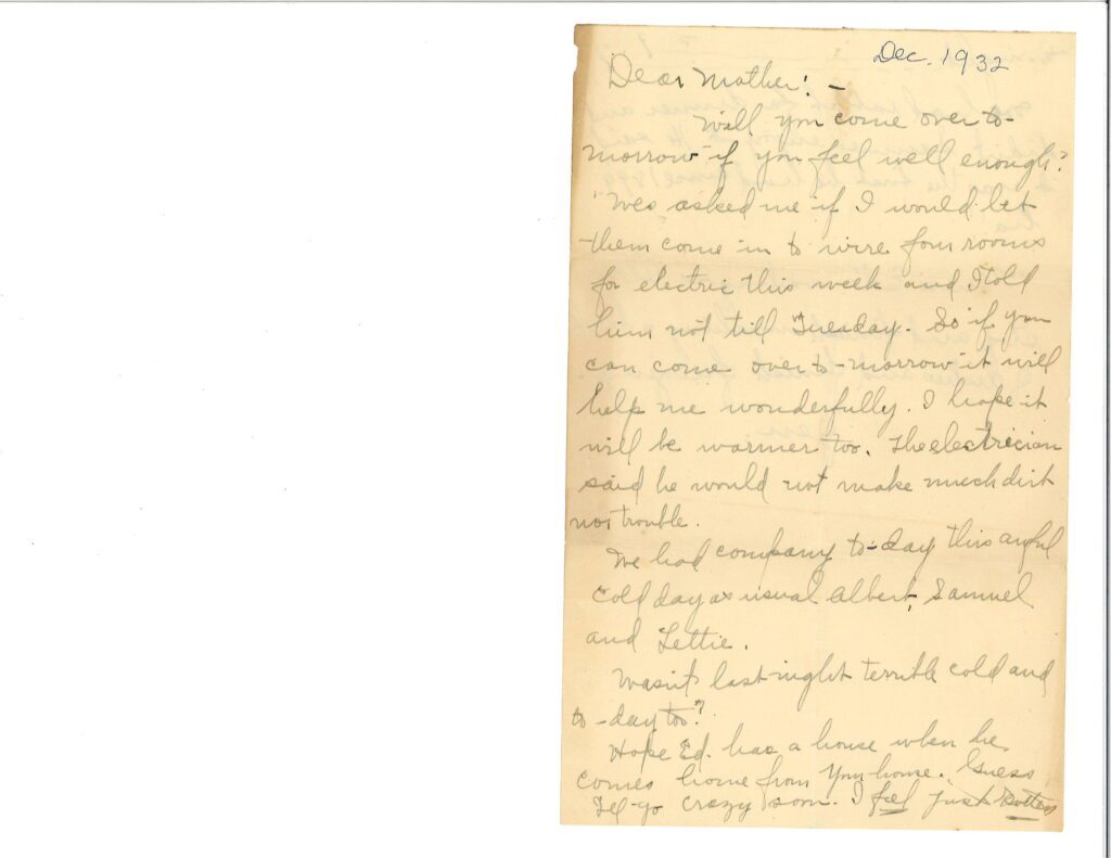 A handwritten letter on aged paper, filled with cursive writing.
