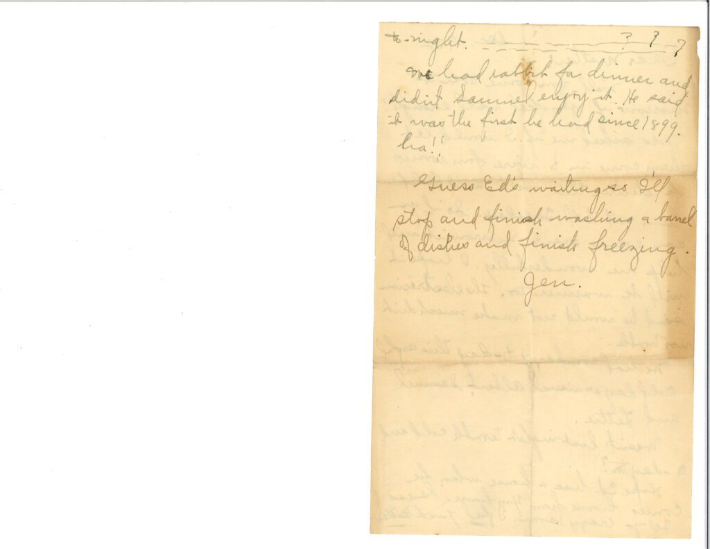 Handwritten letter on aged paper with cursive writing.