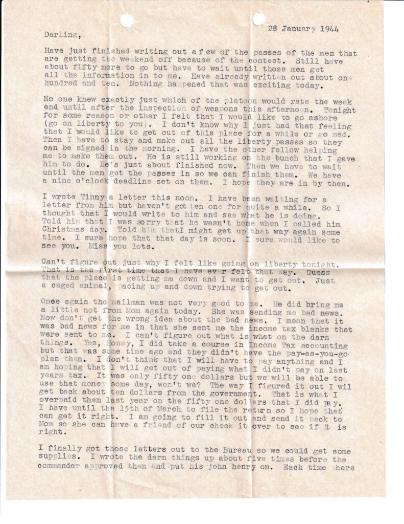 Typed letter discussing plans and personal reflections.