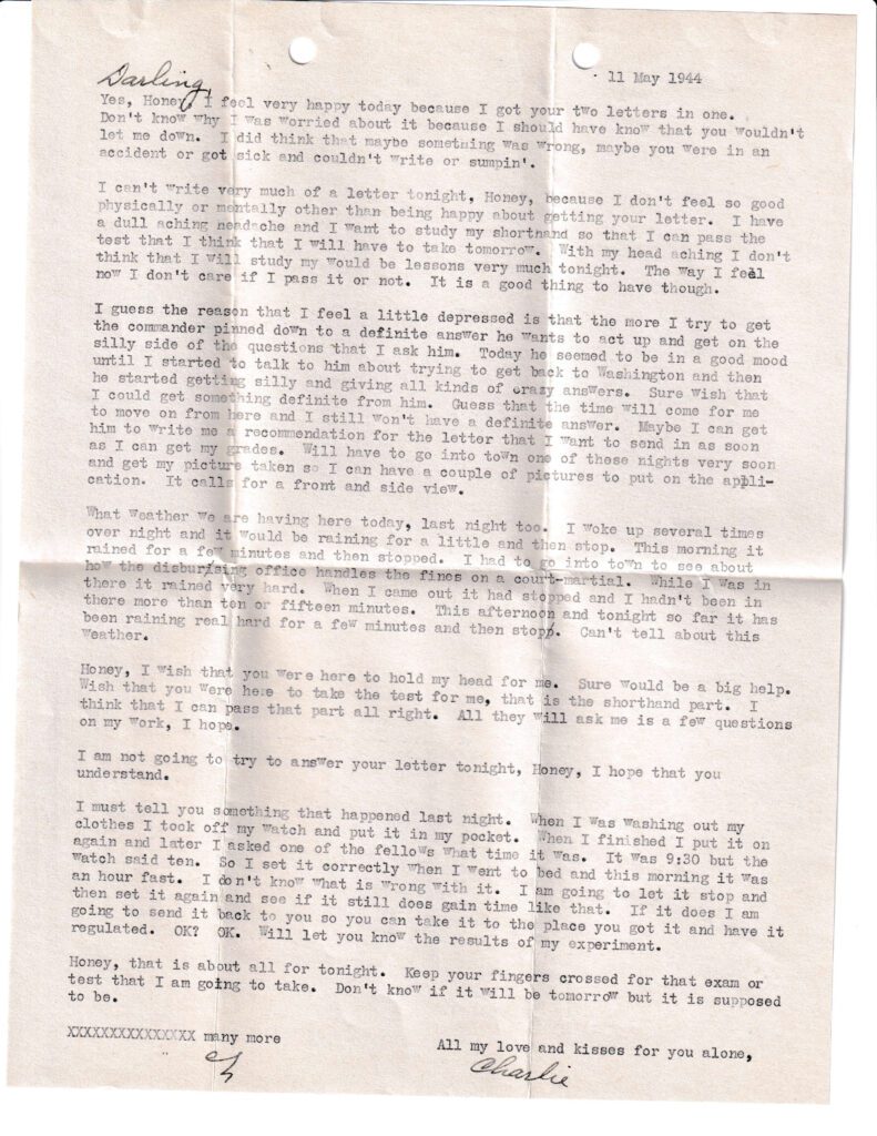 Typed letter on white paper with visible fold marks.